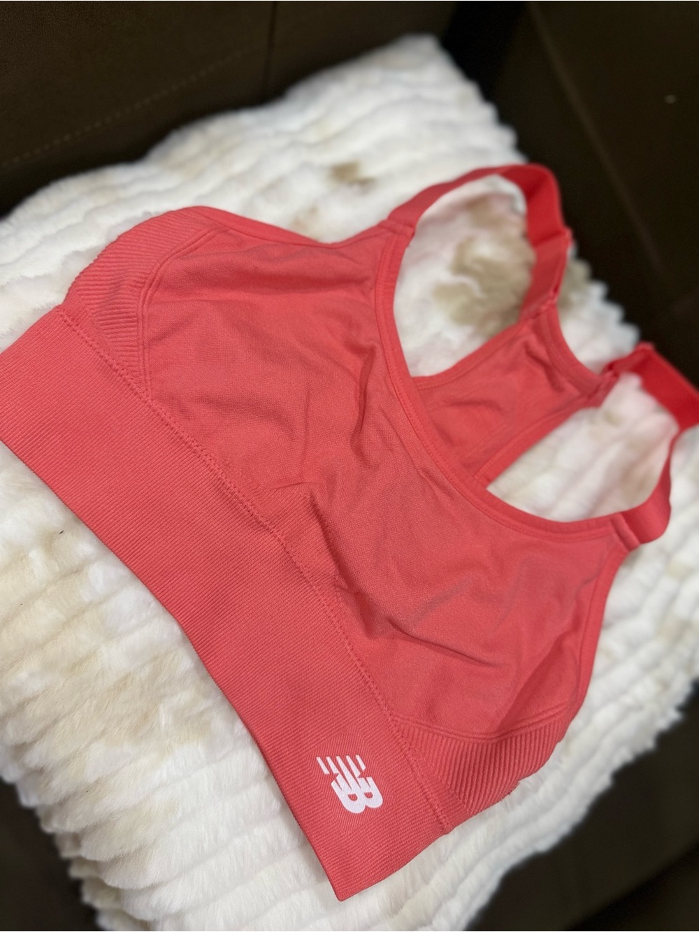 New Balance Coral-Pink Racerback Sports Bra